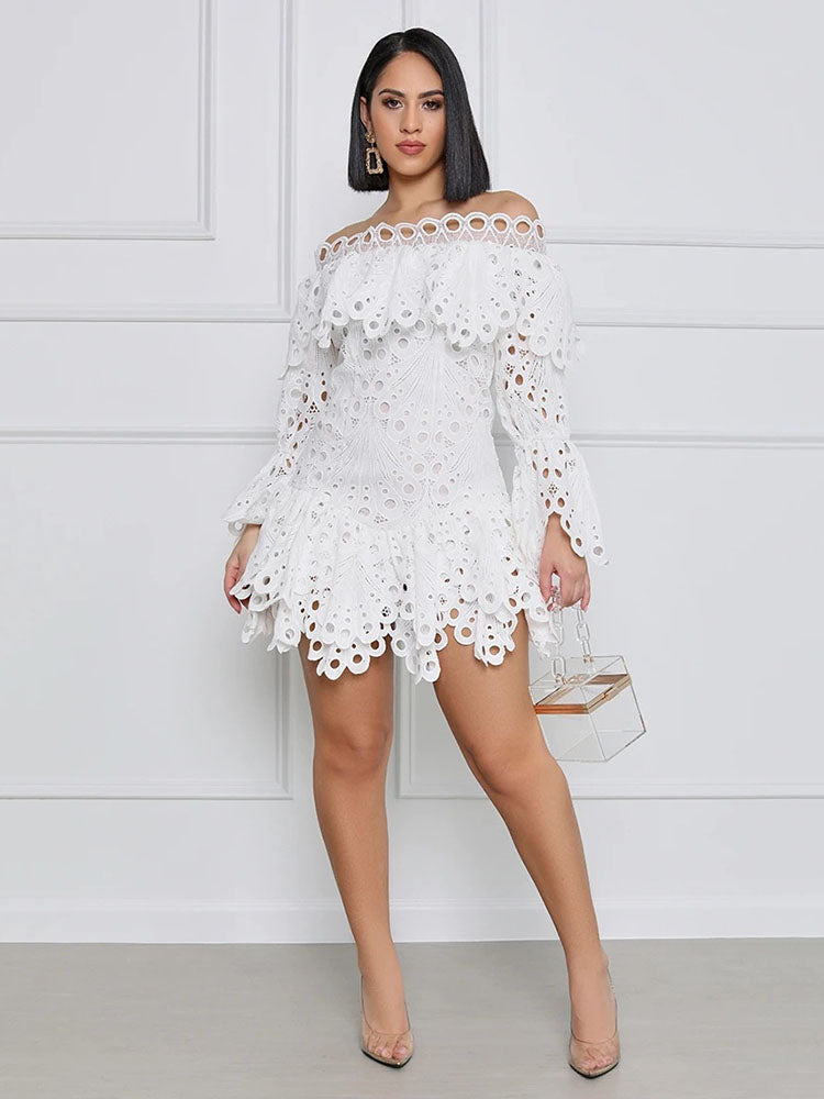 Off Shoulder Hollow Out Dress