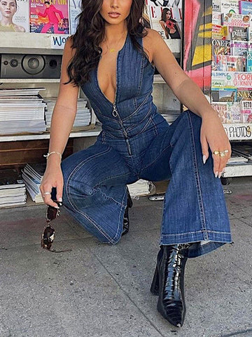 Heart Shape Denim Jumpsuit