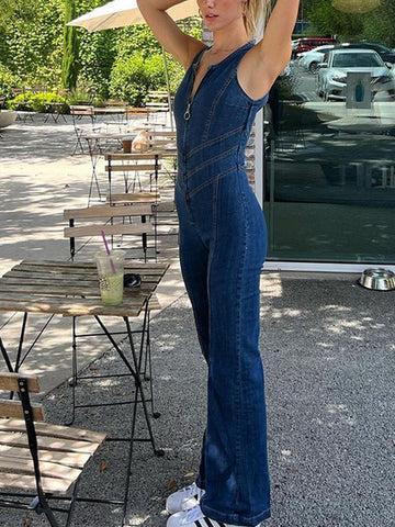 Heart Shape Denim Jumpsuit