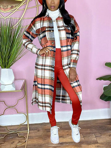 Karierter Hemdmantel mit Knöpfen