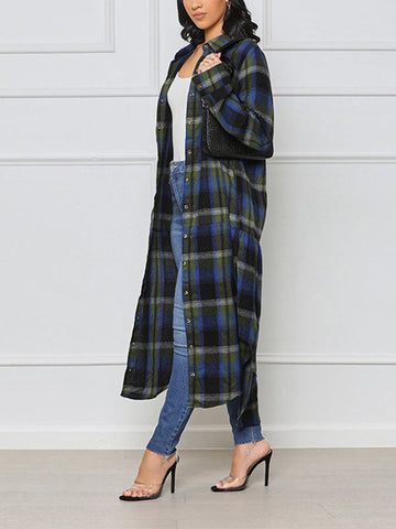 Plaid Long Shirt Coat