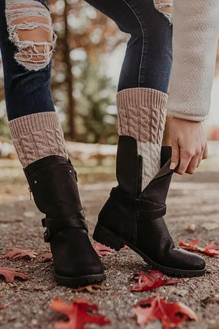 Color Block Reversible Knitted Boot Cuffs