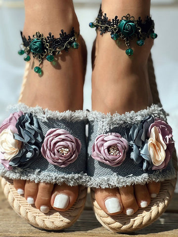 Denim Strap Beach Sandals