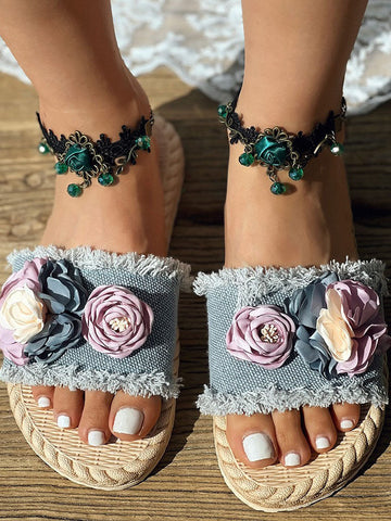 Denim Strap Beach Sandals