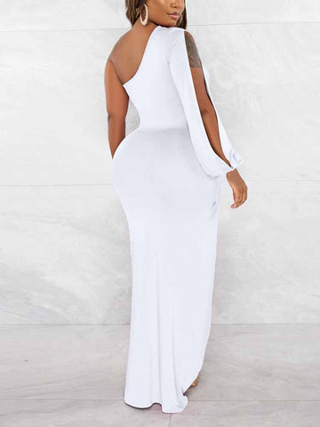 One Shoulder Split Maxi Dress