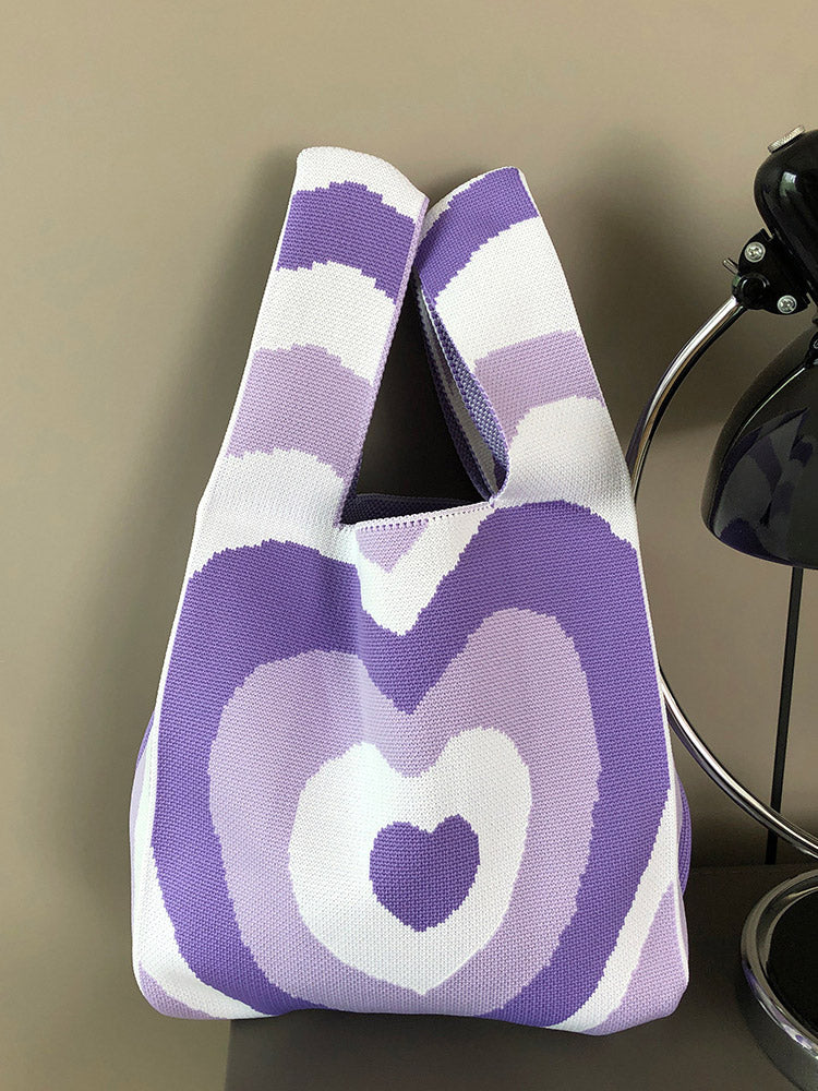 LOVE Heart Pattern Crochet Bag