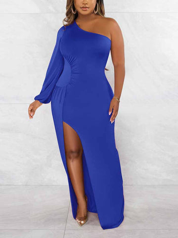 One Shoulder Split Maxi Dress