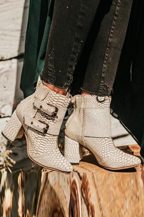 Buckle High Heel Ankle Boots