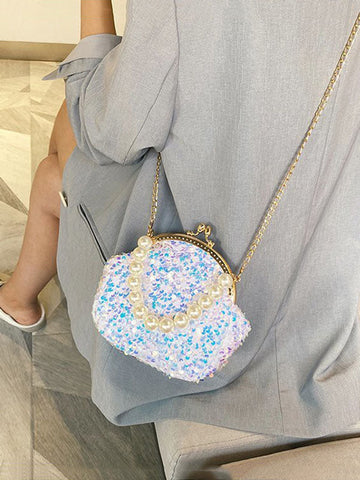 Sequin Pearl Evening Mini Bag