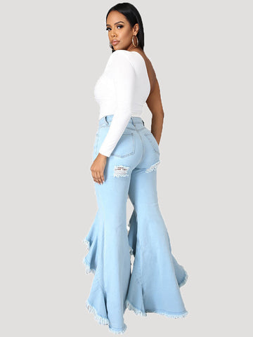 Solid High Waist Jeans