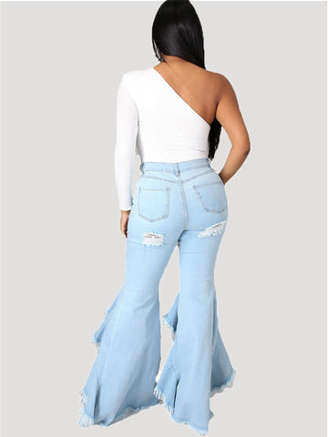 Einfarbige Jeans mit hoher Taille