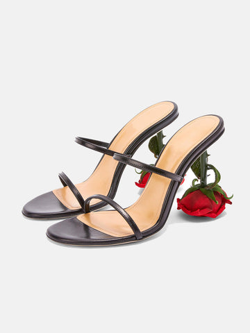 Sandalen mit Riemchen und Absatz in Rose