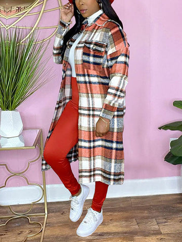 Karierter Hemdmantel mit Knöpfen