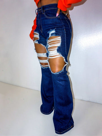 Stretch-Jeans mit Rissen