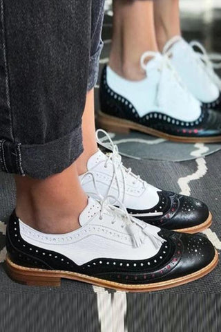 Color Block Laser Cut Lace-Up Sneaker