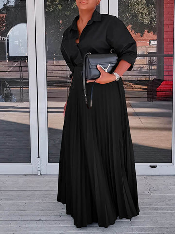 Einfarbiger Faltenrock mit hoher Taille