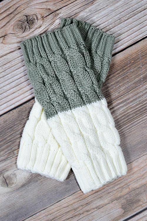 Color Block Reversible Knitted Boot Cuffs