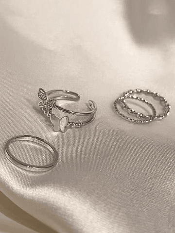 4pcs Butterfly Decor Simple Ring
