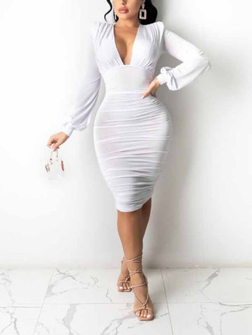 Deep V Neck Bodycon Dress