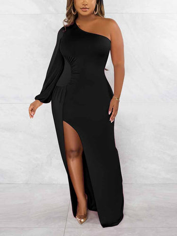 One Shoulder Split Maxi Dress