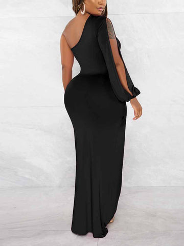 One Shoulder Split Maxi Dress