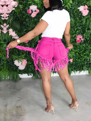 Jeansshorts mit Quasten