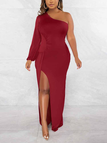 One Shoulder Split Maxi Dress