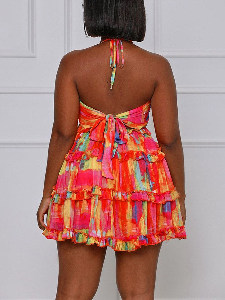 Summer Print Cutout Dress