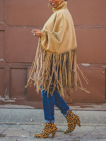 Solid Fringed Suede Top