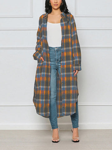 Plaid Long Shirt Coat