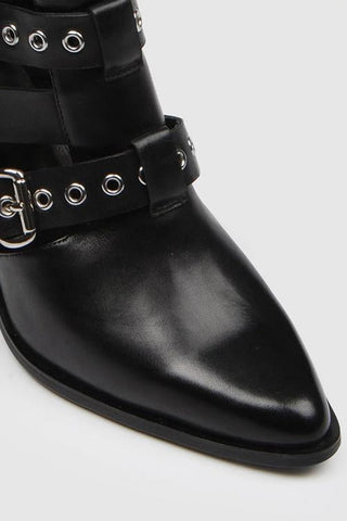 Hollow Buckle Ankle Boots