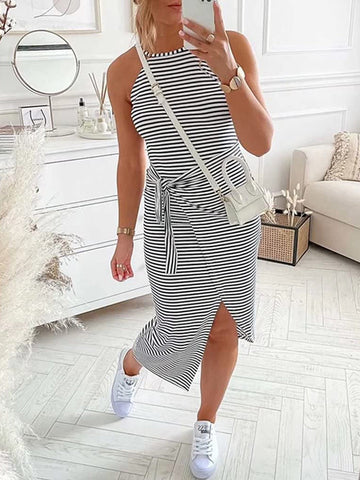 Sleeveless Striped Midi Dress