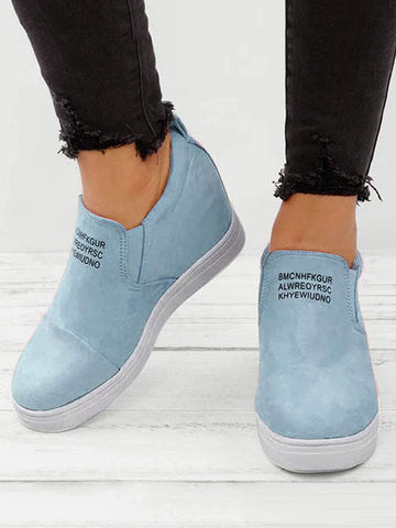 Suede Letter Pattern Casual Sneakers