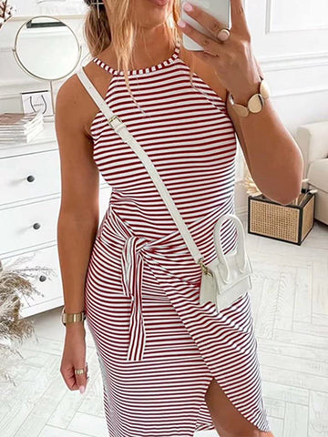 Sleeveless Striped Midi Dress