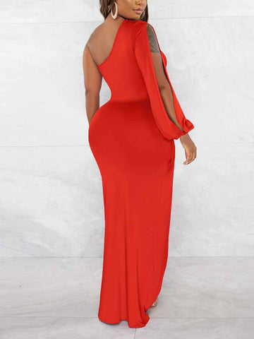 One Shoulder Split Maxi Dress