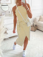 Sleeveless Striped Midi Dress
