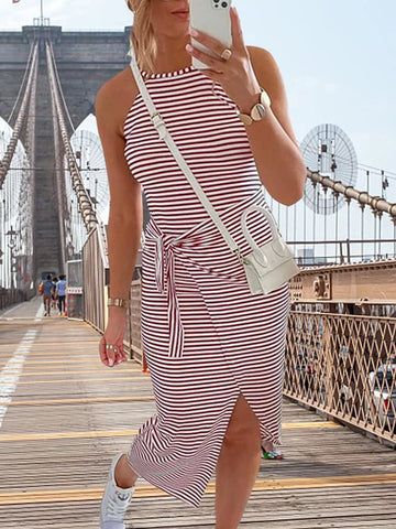 Sleeveless Striped Midi Dress