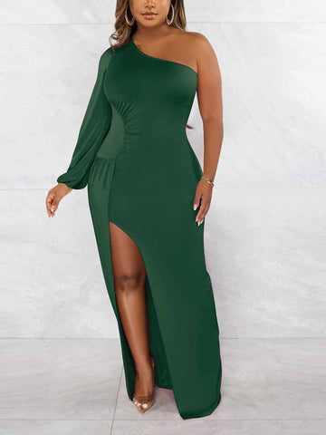 One Shoulder Split Maxi Dress