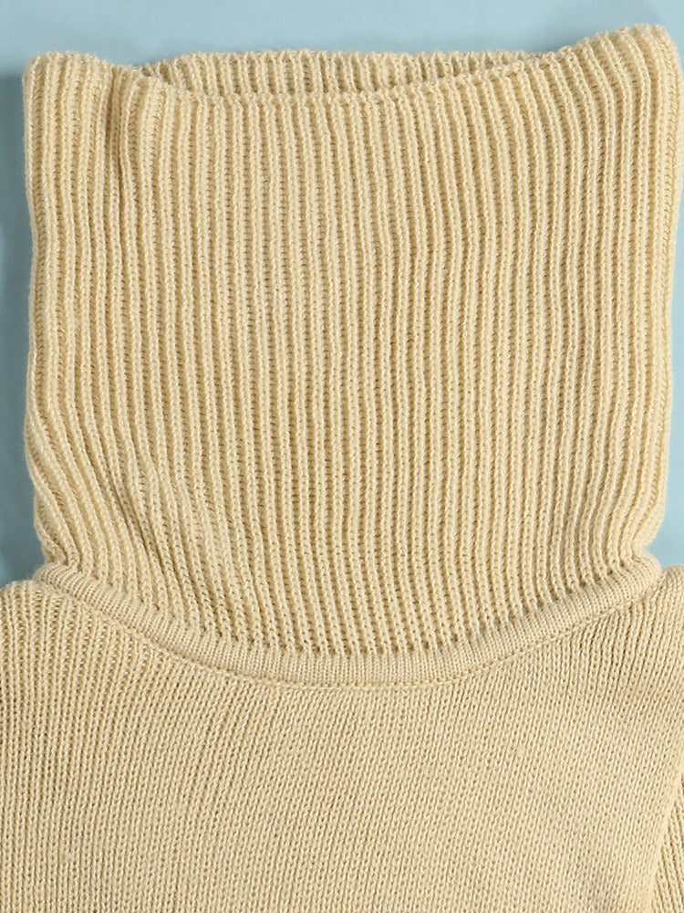 Knitted Turtleneck Slit Hem Sweater