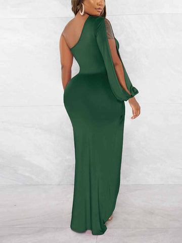 One Shoulder Split Maxi Dress