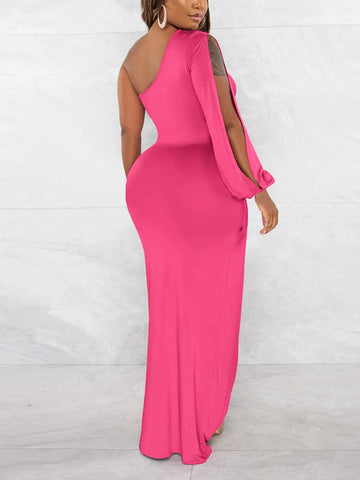 One Shoulder Split Maxi Dress