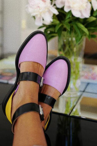 Buckle Color Block Sandals Flats