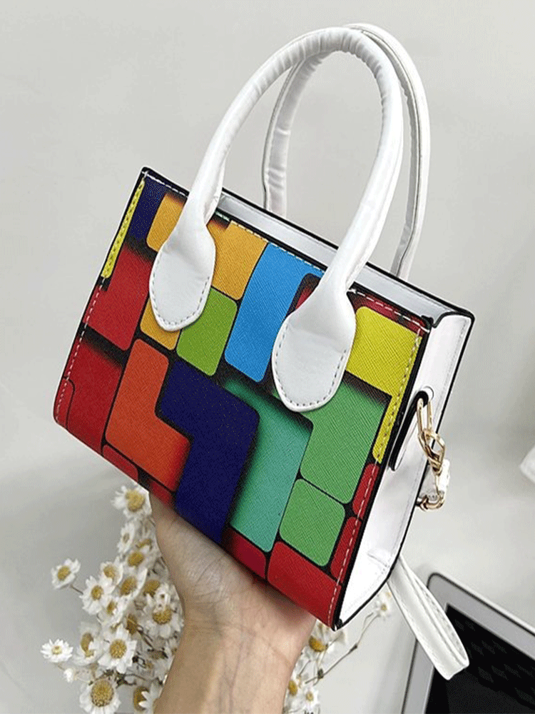 Quadratische Tasche im Colorblock-Design