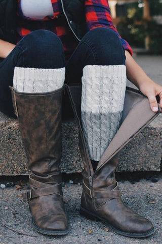 Color Block Reversible Knitted Boot Cuffs