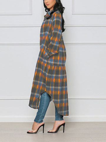 Plaid Long Shirt Coat