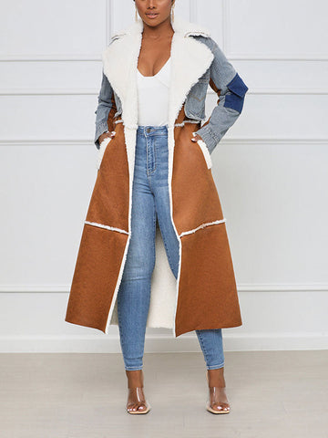 Woolen Denim Trench Coat