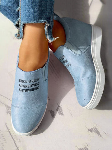 Suede Letter Pattern Casual Sneakers