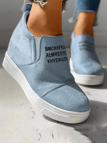 Suede Letter Pattern Casual Sneakers