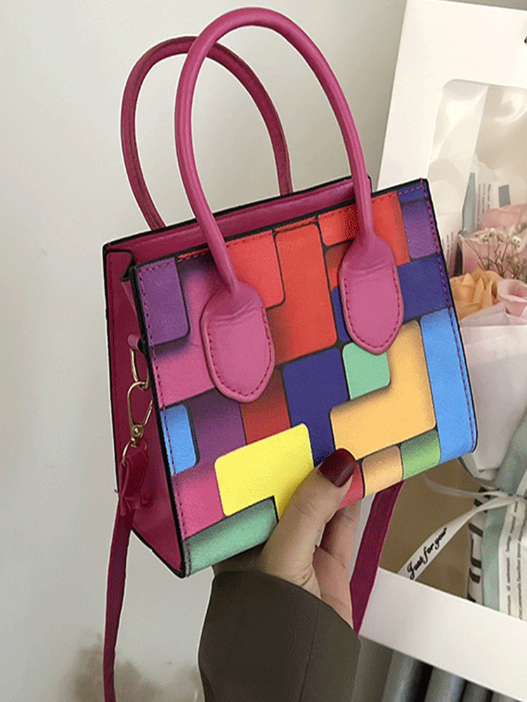 Quadratische Tasche im Colorblock-Design