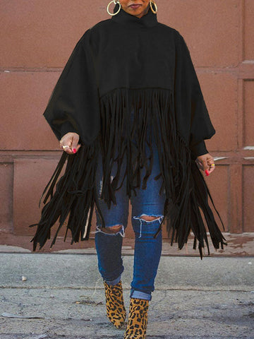 Solid Fringed Suede Top